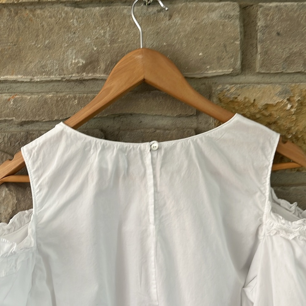 VELVET by Graham & Spencer White Off-the-Shoulder Women's Top Puff Sleeves Med - Picture 12 of 14